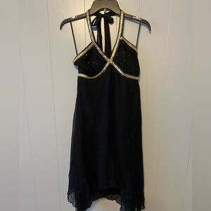Two G black  with gold embellishments Halter Neckline dress